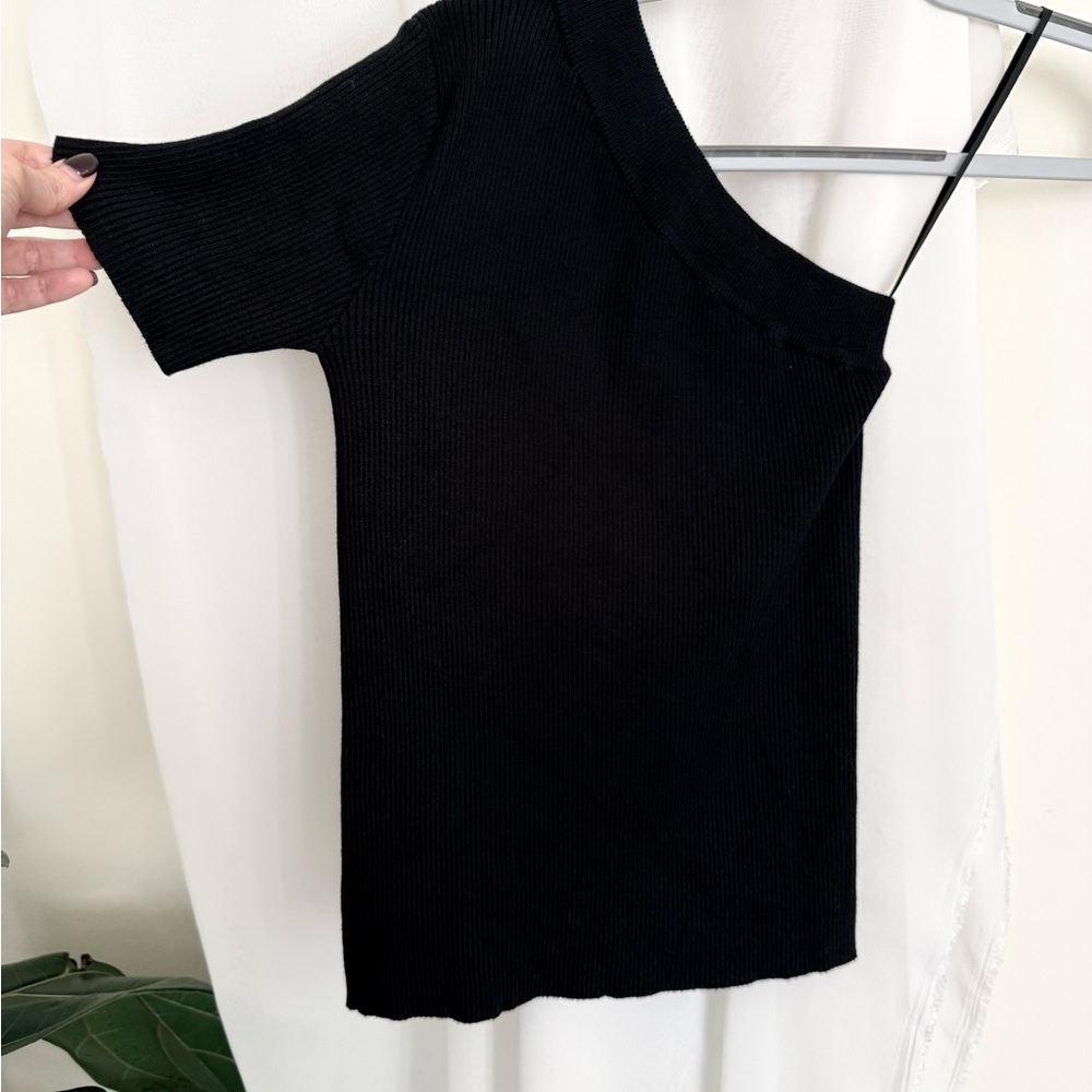 NWT Joie Black Long Sleeve and One Shoulder Top Size Small - Picture 4 of 6